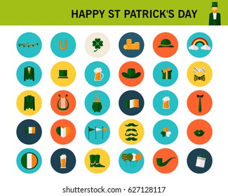 happy st patrick's day concept flat icons. 