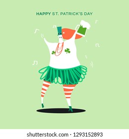 Happy St. Patrick's Day dancing character vector