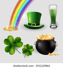 Elemento de diseño Happy St. Patrick's Day.Los símbolos vectores se agrupan para una edición sencilla. iconos realistas para su diseño.