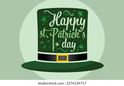 Happy St. Patrick's Day design, lucky saint patrick, green hat vector illustration lucky clover