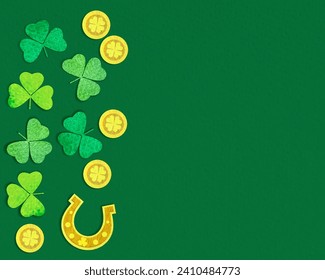 Happy St Patrick's Day handgeschriebene typografische Schrift Schriftsteller Design-Banner. Aquarellgrüne Klee Saint-Patrick-Hintergrund 