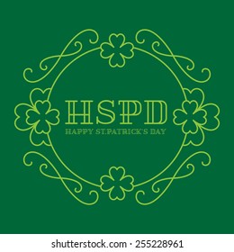 Happy St. Patrick's Day - elegance vector card in monogram style with clover.