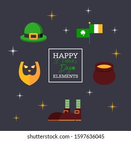 Happy St Patrick's Day Elements Vector, Icon Design Stock