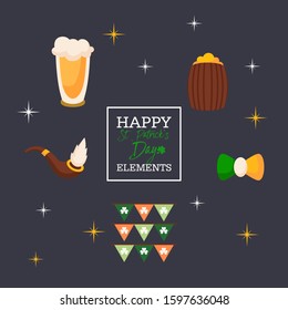 Happy St Patrick's Day Elements Vector, Icon Design Stock
