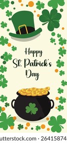 Happy St. Patrick's Day: Festive Illustrations with Shamrocks and Gold