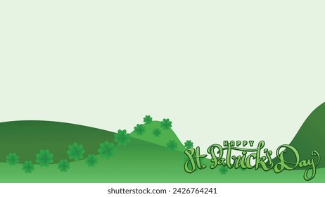 happy st patricks day. floral of shamrock clover leaf and hand drawn title. in green bastract background With Copy Space Area vector illustration template