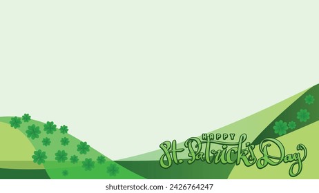 happy st patricks day. floral of shamrock clover leaf and hand drawn title. in green bastract background With Copy Space Area vector illustration template