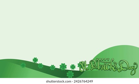 happy st patricks day. floral of shamrock clover leaf and hand drawn title. in green bastract background With Copy Space Area vector illustration template