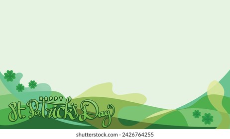 happy st patricks day. floral of shamrock clover leaf and hand drawn title. in green bastract background With Copy Space Area vector illustration template
