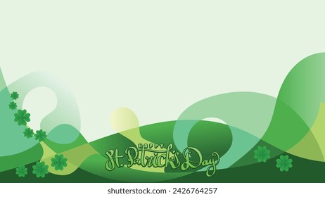 happy st patricks day. floral of shamrock clover leaf and hand drawn title. in green bastract background With Copy Space Area vector illustration template