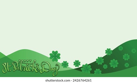 happy st patricks day. floral of shamrock clover leaf and hand drawn title. in green bastract background With Copy Space Area vector illustration template