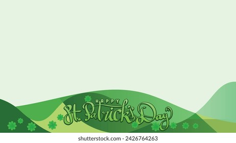 happy st patricks day. floral of shamrock clover leaf and hand drawn title. in green bastract background With Copy Space Area vector illustration template