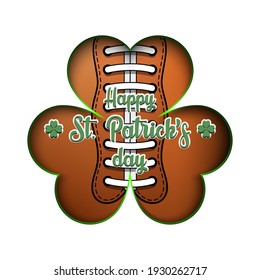 Happy St. Patricks day. Football ball in clover on an isolated background. Pattern for banner, poster, greeting card, party invitation. Vector illustration