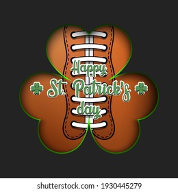 Happy St. Patricks day. Football ball in clover on an isolated background. Pattern for banner, poster, greeting card, party invitation. Vector illustration
