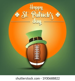 Happy St. Patricks day. Football ball in leprechaun hat on an isolated background. Pattern for greeting card, logo, banner, poster, party invitation. Vector illustration