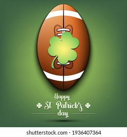 Happy St. Patricks day. Football ball and clover on an isolated background.  Pattern for greeting card, logo, banner, poster, party invitation. Vector illustration
