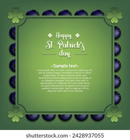 Happy St. Patricks day. Frame with bowling balls and clovers. Pattern design for banner, poster, greeting card, party invitation. Vector illustration on isolated background