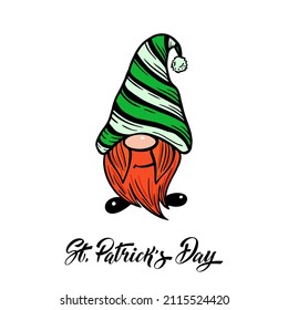 Happy St. Patricks Day funny gnomes. Logos and emblems for invitations, cards. Vector illustration.