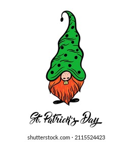 Happy St. Patricks Day funny gnomes. Logos and emblems for invitations, cards. Vector illustration.
