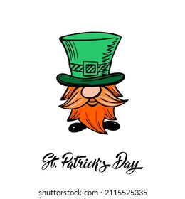 Happy St. Patricks Day funny gnomes. Logos and emblems for invitations, cards. Vector illustration.