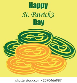 Happy St. Patrick's Day
gold coins on a poster in honor of the holiday