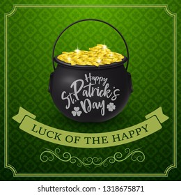 Happy St. Patrick's day with golden coins 