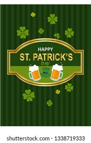 Happy St. Patrick's Day with Golden Emblem. eps 10