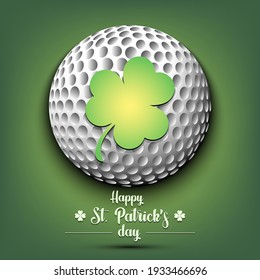 Happy St. Patricks day. Golf ball and clover on an isolated background. Pattern for greeting card, logo, banner, poster, party invitation. Vector illustration