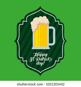 happy st patricks day green label cold beer drink