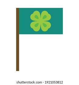 happy st patricks day green flag clover icon vector illustration