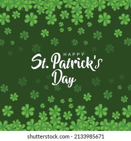 happy St. Patrick's day. green hat with leaves. vector illustration design