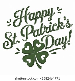 Happy st. patricks day green clover leaf with a white background vector ilustration EPS10