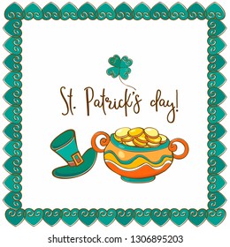 Happy St. Patrick's day greeting card. Vector.
