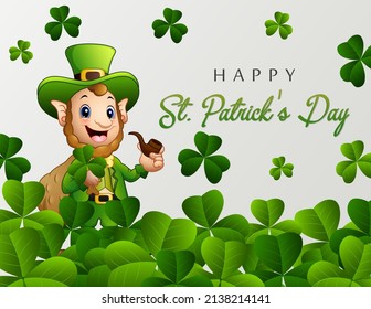 Happy St Patrick's Day greeting with a smoking leprechaun