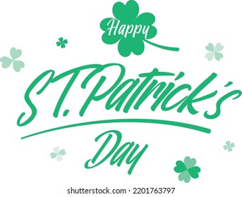 Happy St. Patrick's Day greeting card, 17 March Feast of St. Patrick, handdrawn dry brush style lettering, vector illustration