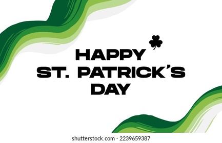 happy st. patrick's day greeting card with fluid wave frame on white background. Vector illustration