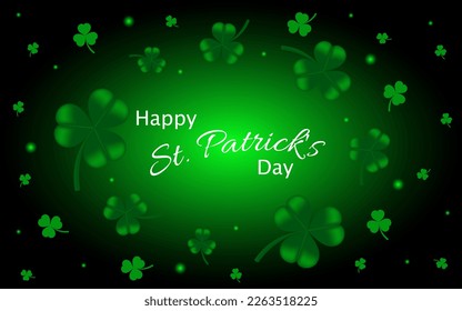 Happy St. Patrick's Day greeting. Lettering St. Patrick's Day on a dark background with shamrock. Vector illustration