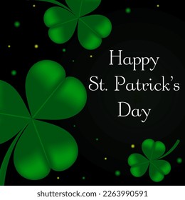 Happy St. Patrick's Day greeting. Lettering St. Patrick's Day on a dark background with shamrock. Vector illustration