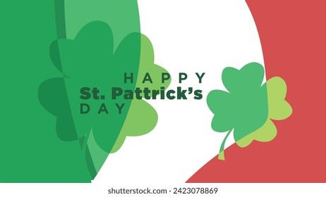 happy st patrick's day greeting card template with white blank place for copy space. shamrock clover leaf abstract backround vector illustration