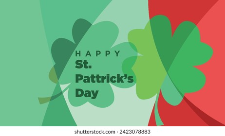 happy st patrick's day greeting card template with white blank place for copy space. shamrock clover leaf abstract backround vector illustration