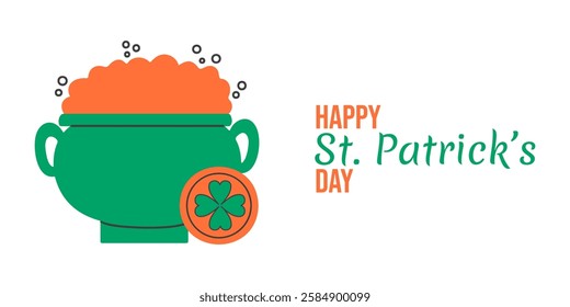 Happy St. Patrick's Day greeting design. Vector hand drawn banner. 