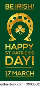 Happy St. Patrick's Day Greeting card. Vector illustration. Geometric, polygonal background. Luck of the Irish.