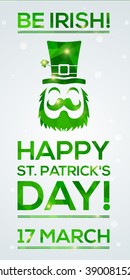 Happy St. Patrick's Day Greeting card. Vector illustration. Geometric, polygonal background. Luck of the Irish.