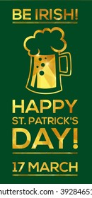 Happy St. Patrick's Day Greeting card. Vector illustration. Geometric, polygonal background. Luck of the Irish.