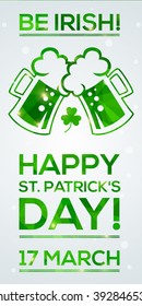 Happy St. Patrick's Day Greeting card. Vector illustration. Geometric, polygonal background. Luck of the Irish.
