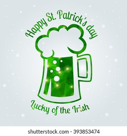 Happy St. Patrick's Day Greeting card. Vector illustration. Geometric, polygonal background. Luck of the Irish.