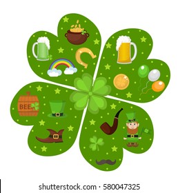 Happy St. Patricks Day greeting card template, invitation, poster for your design. Vector illustration