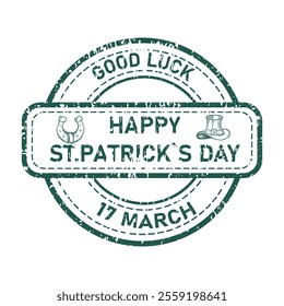 Happy St Patrick's day grunge retro rubber stamp. Vector element