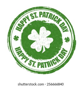 Happy St. Patrick's Day grunge rubber stamp on white background, vector illustration