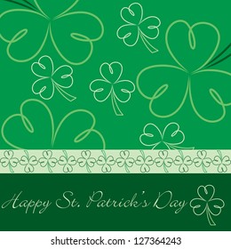 Happy St. Patrick's Day hand drawn shamrock card in vector format.